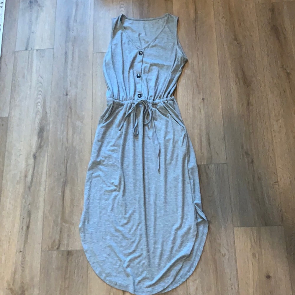 Drawstring Waist Curved Hem Dress